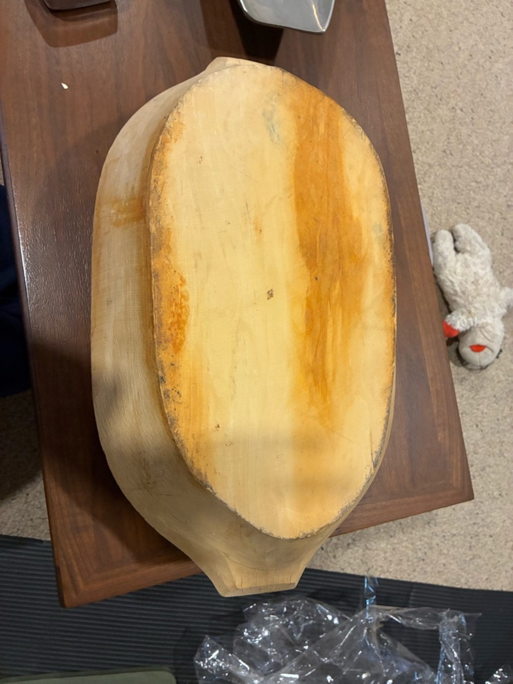 Hand-Carved Dough Bowl - Natural Light Wood Blonde Wood Charger Rustic French